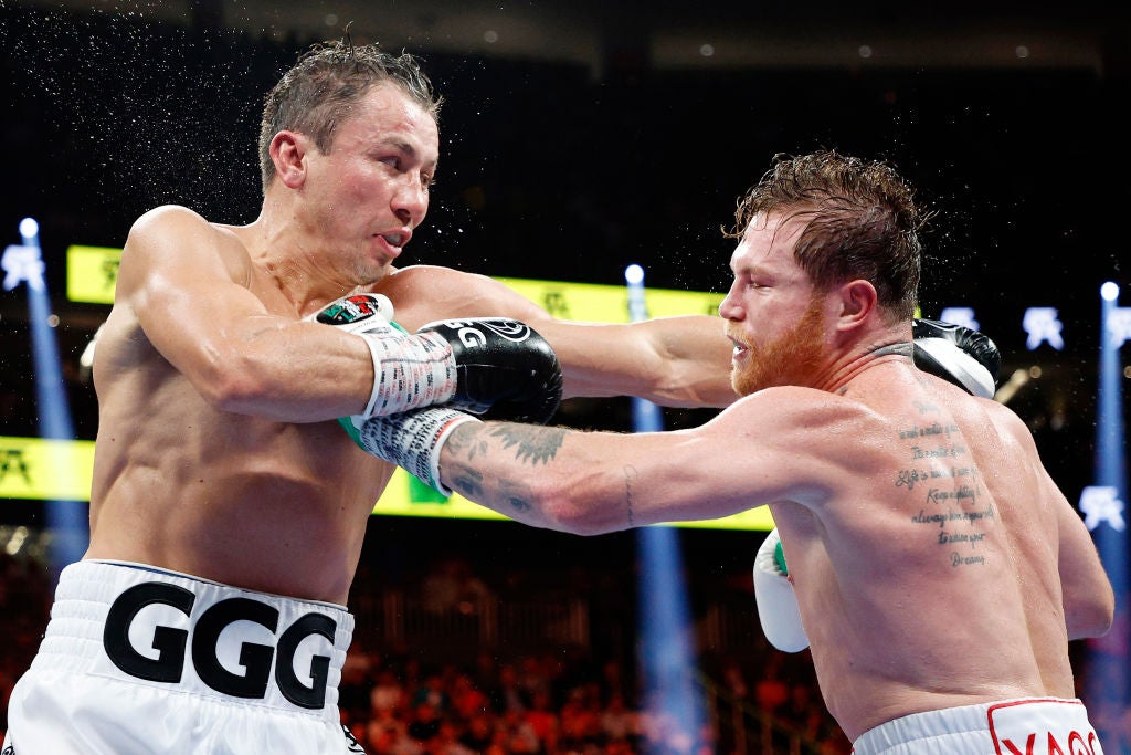 Canelo (right) beat Gennady Golovkin on points in their trilogy bout in September