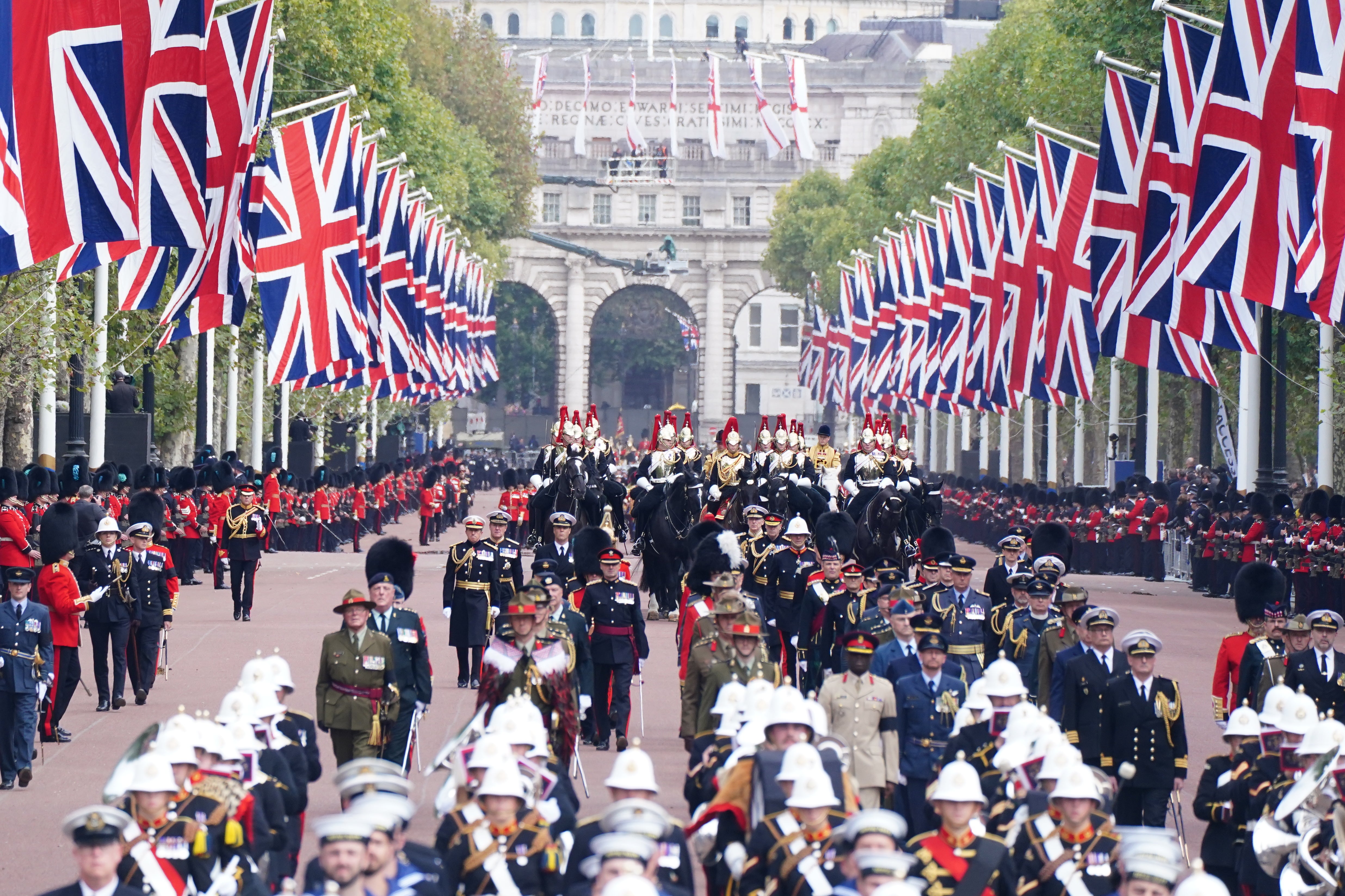 The State Gun Carriage carries the coffin of the Queen (Ian West/PA)