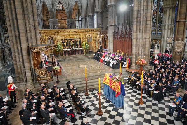 <p>The Archbishop of Canterbury, the Most Reverend Justin Welby delivers his sermon during the state funeral (Dominic Lipinski/PA)</p>