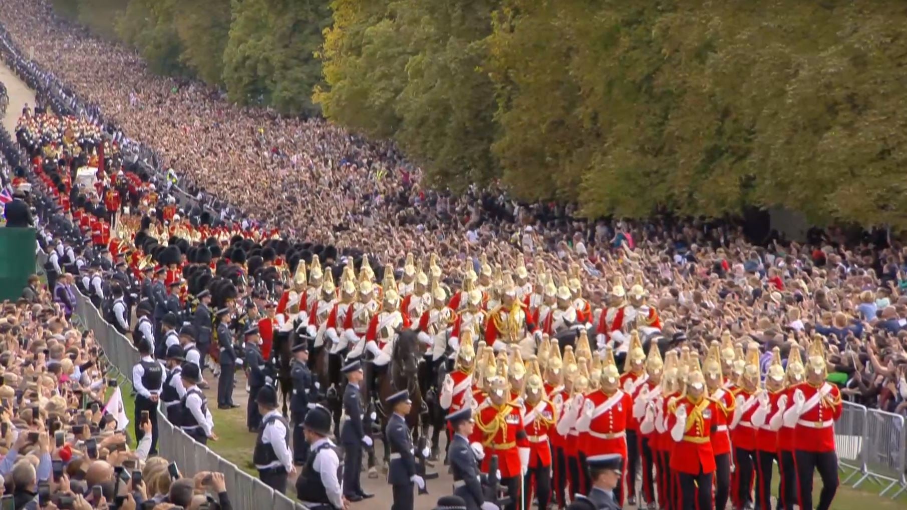 The procession along the Long Walk to Windsor Castle