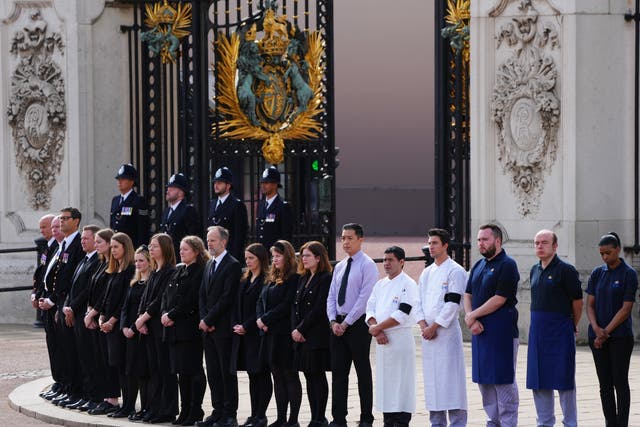 Buckingham Palace household staff pay their respects (Carl Court/PA)