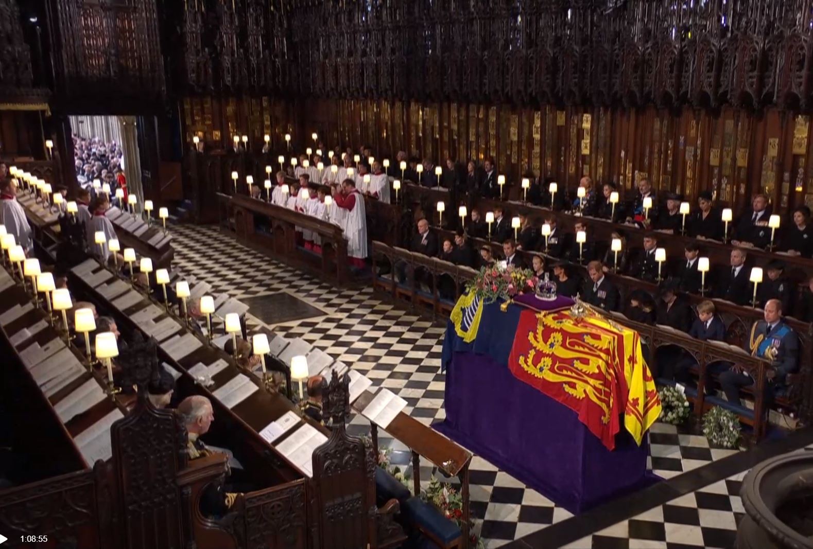 The coffin arrives for committal at Windsor Chapel