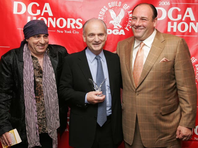 <p>Steve Van Zandt, Sopranos creator David Chase, and James Gandolfini in 2006</p>