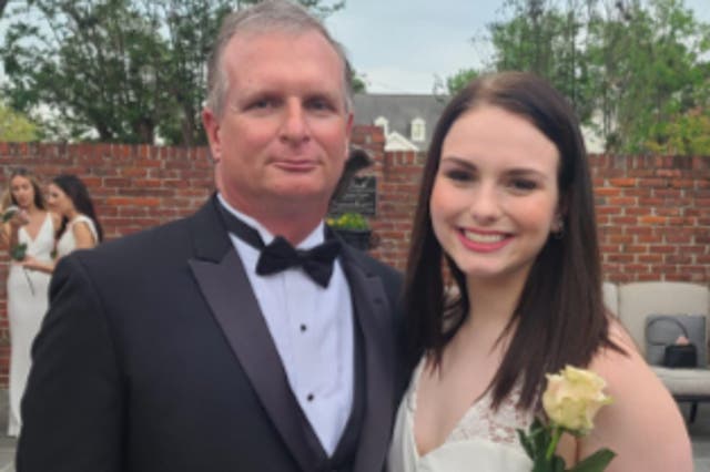 <p>Allison Rice with her father Paul </p>