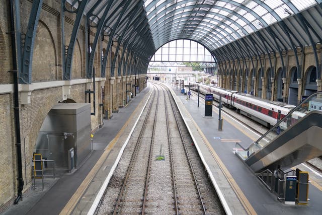 Empty platforms at King’s Cross railway station in London (PA)