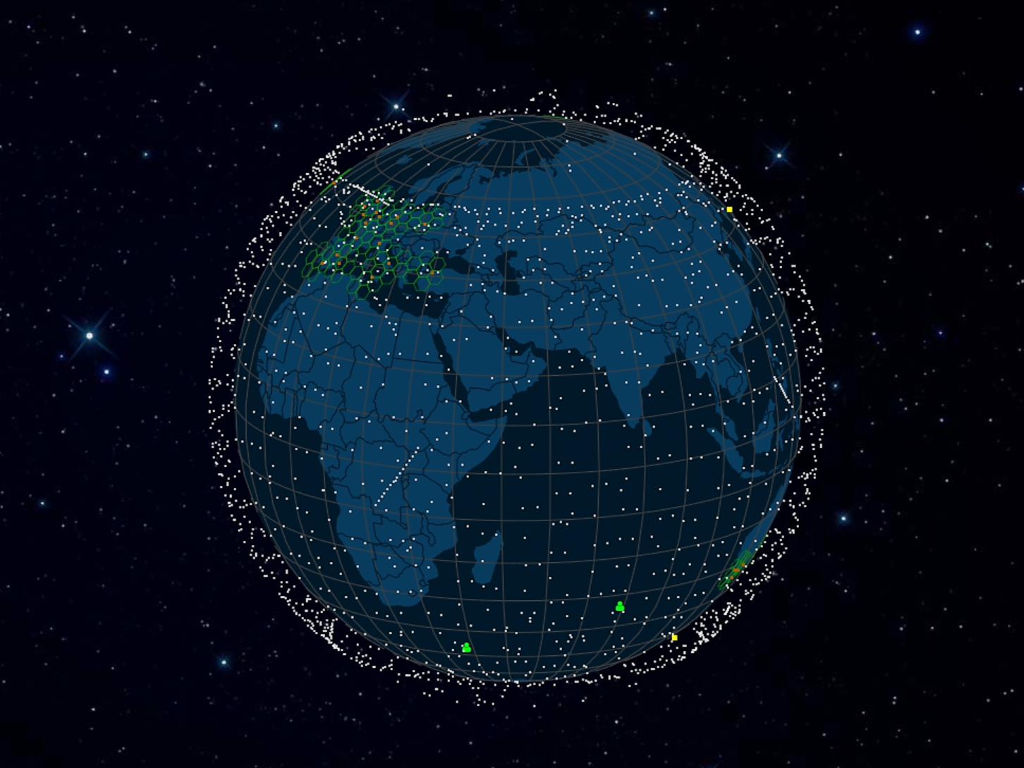 A live map showing the position of SpaceX’s Starlink satellites on 20 September, 2022