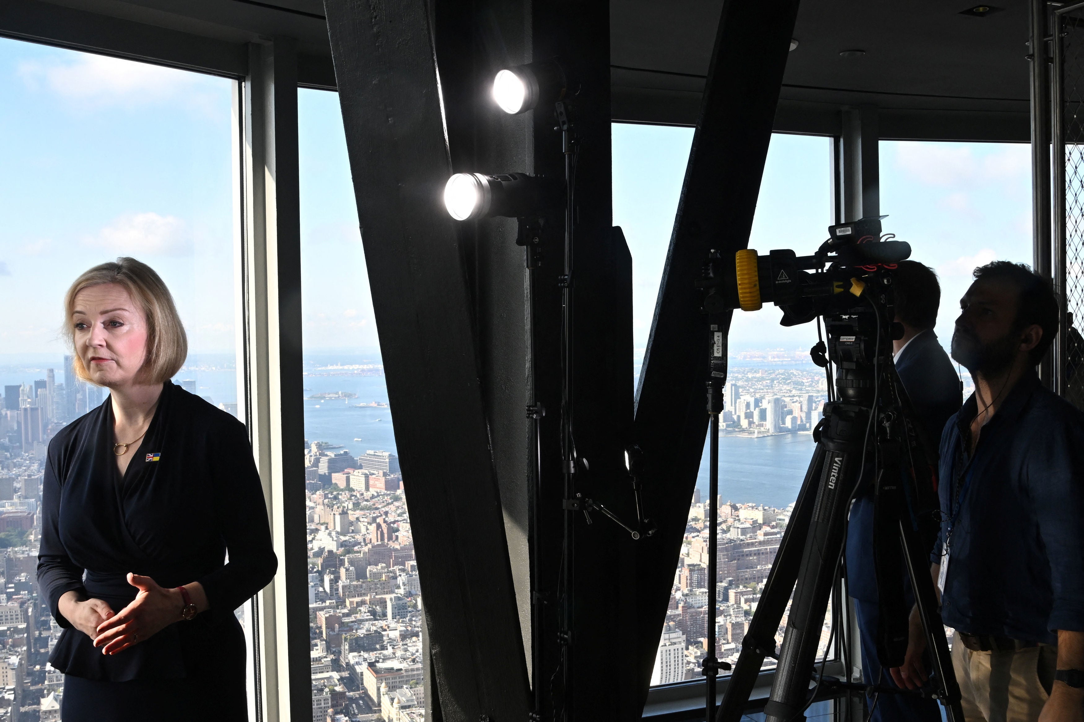 Truss speaks to journalists at the Empire State Building