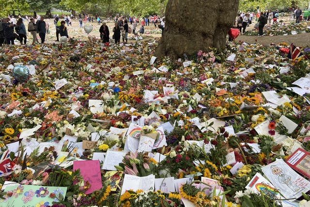 The floral tribute area in Green Park, London (Gina Kalsi/PA)