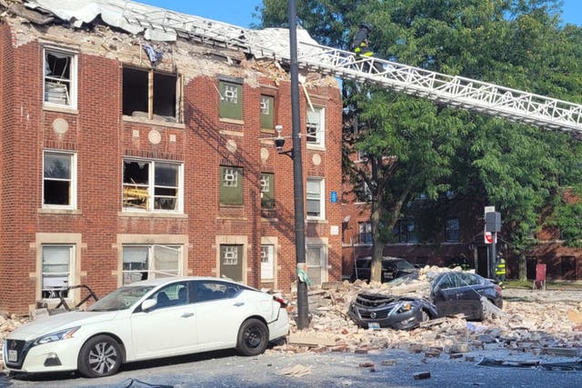 <p>An apartment building in Chicago that exploded, injuring at least six people</p>