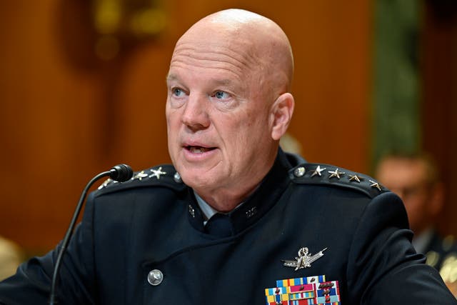 <p>The head of the US Space Force, Gen. Jay Raymond, unvield the military branch’s official song, “Semper Supra,” at a defense conference in Maryland. </p>