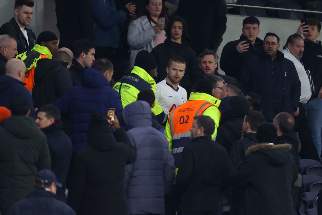 Dier was charged and banned by the FA after charging into the stands in March 2020