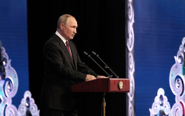 <p>Vladimir Putin making an address on Tuesday </p>