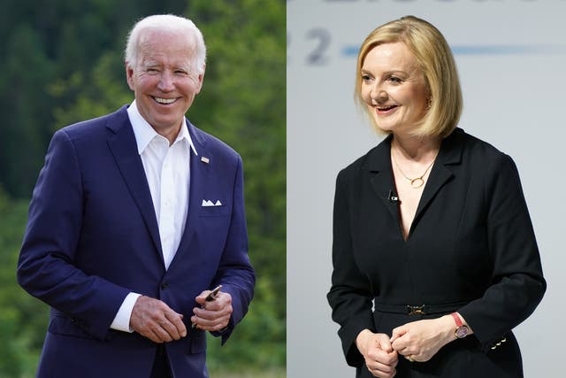 <p>US president Joe Biden and Prime Minister Liz Truss (PA)</p>