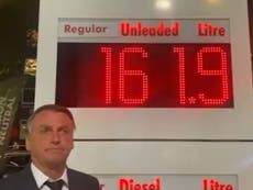 Brazil president Jair Bolsonaro films his shock at UK petrol prices on trip for Queen’s funeral