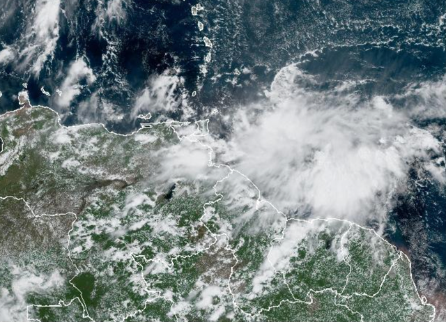 <p>This storm system off the coast of South America has potential become a tropical storm in the southern Caribbean by later this week</p>