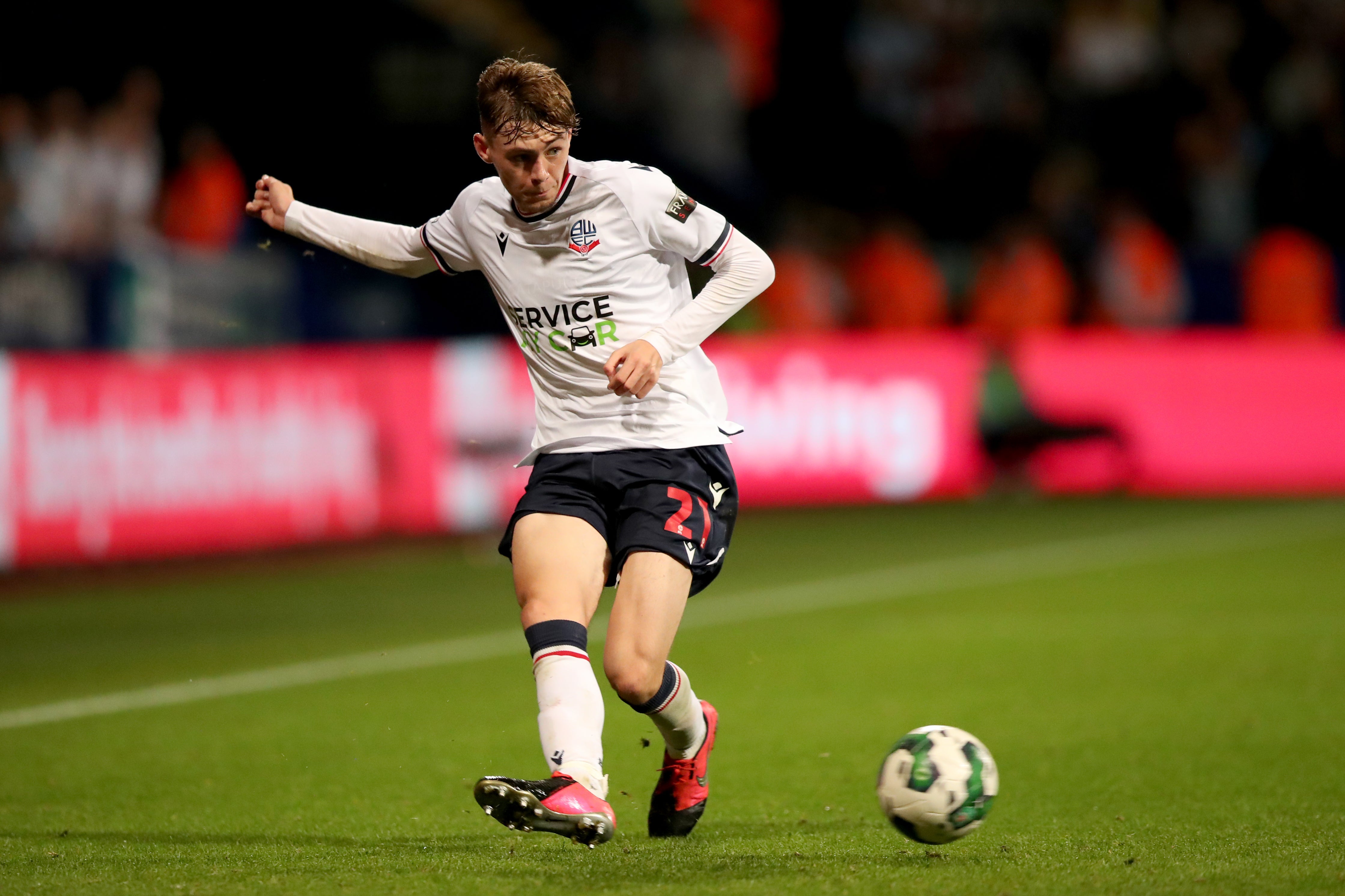 Conor Bradley has caught the eye at Bolton (Isaac Parkin/PA).
