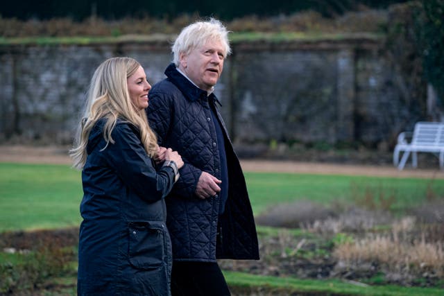 Carrie (Ophelia Lovibond) and former Prime Minister Boris Johnson (Sir Kenneth Branagh) in This England (Sky UK/PA)