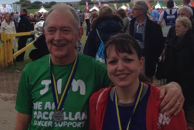 Emma Damen with her dad, Jim, at the Great South Run in Portsmouth in October 2014 (Collect/PA Real Life)