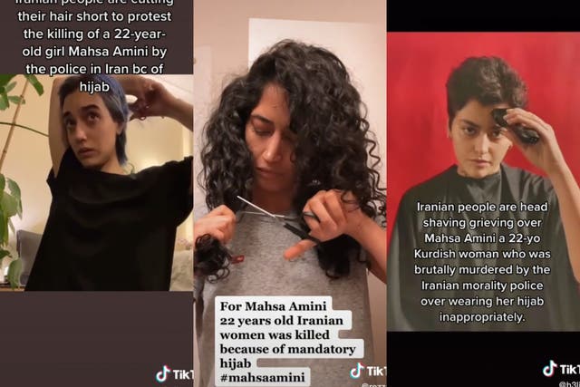 <p>Iranian women on TikTok are cutting their hair, shaving their heads and burning their hijabs in protest of Mahsa Amini’s death</p>