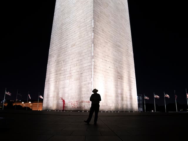 <p>One man was taken into custody after an act of vandalism at the Washington Monument</p>