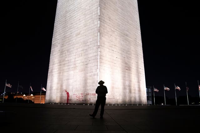 <p>One man was taken into custody after an act of vandalism at the Washington Monument</p>