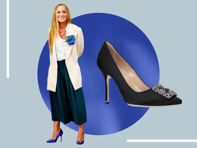 <p>The £60 black heels pay homage to Blahnik’s £875  hangisi court shoes  </p>