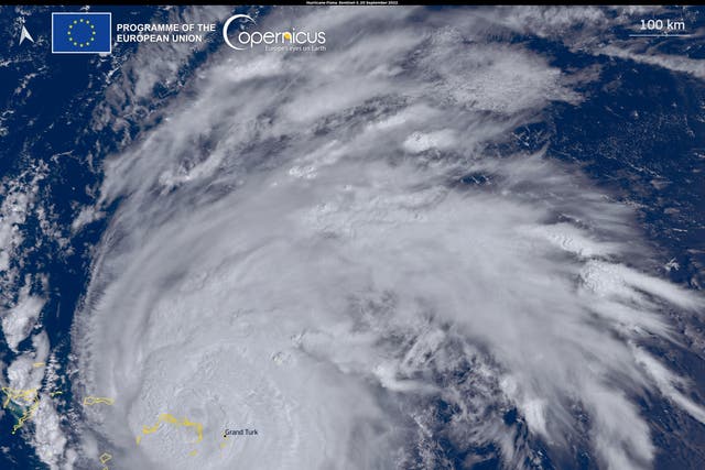 <p>A satellite image of Hurricane Fiona as it passed over Turks and Caicos on Tuesday</p>