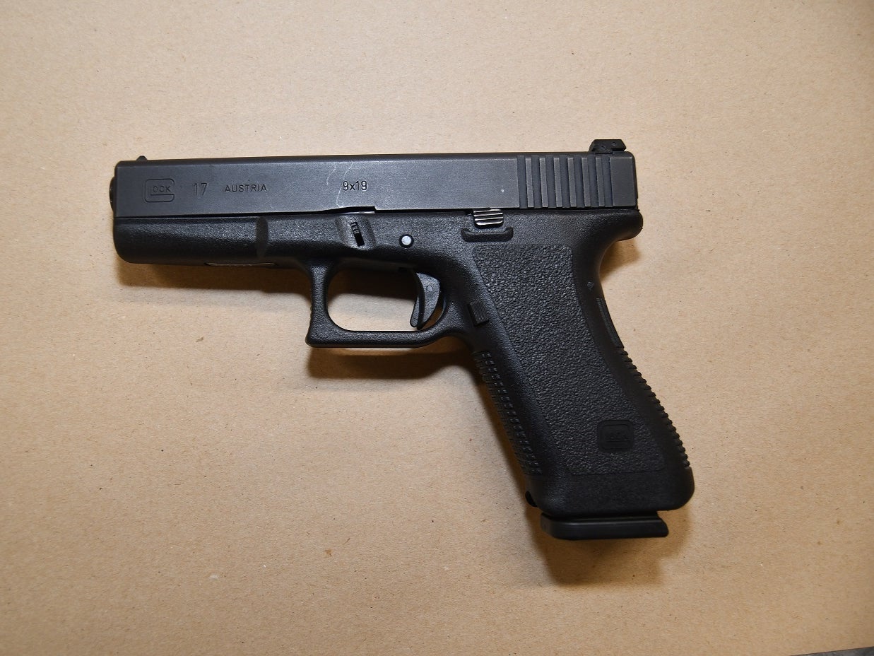 Police are hunting for a Glock-type self-loading 9mm pistol like the one in this image