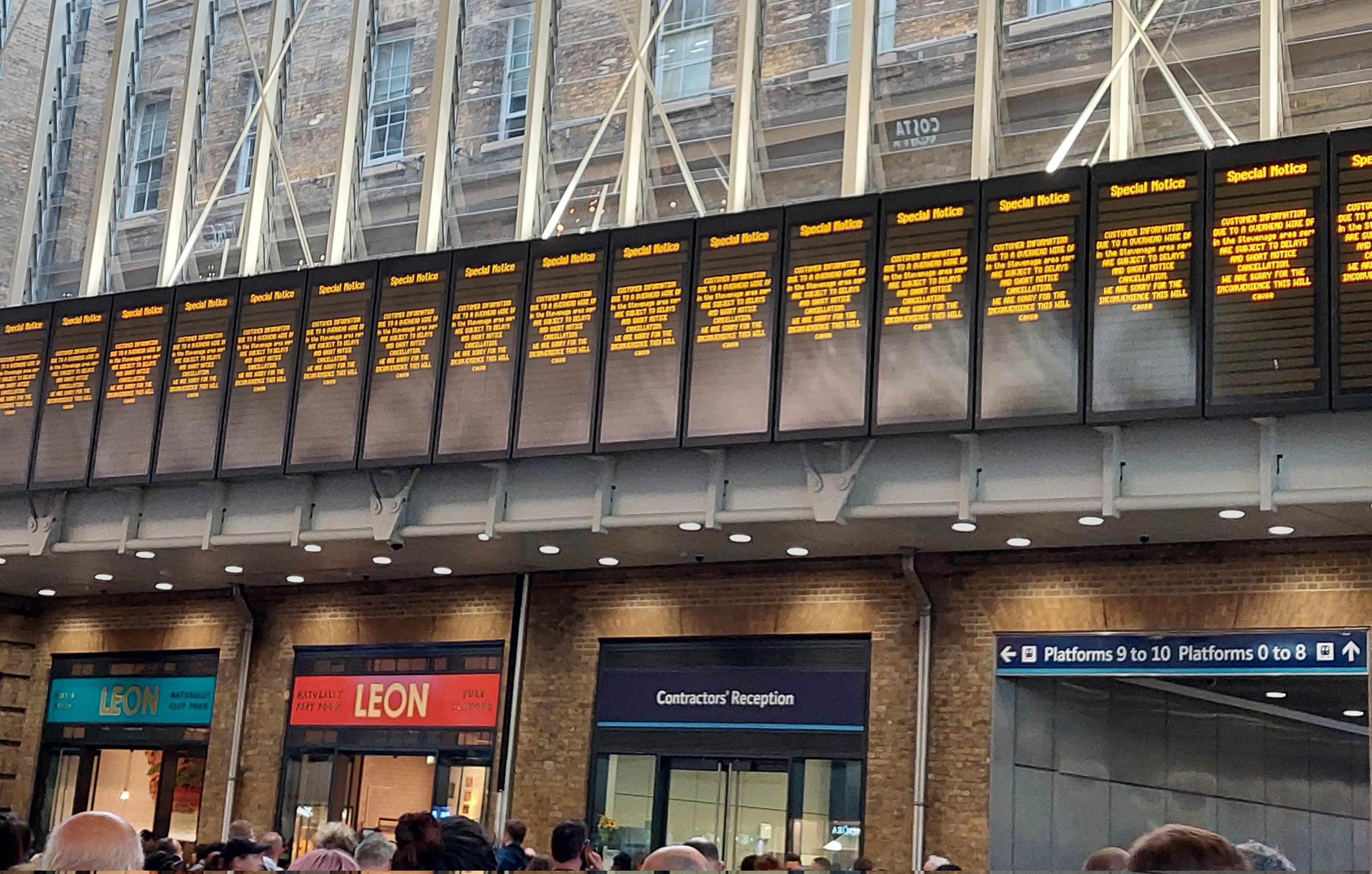 Rail disruption due to damaged overhead wires will continue until the end of Saturday (Jay Holmes/PA)