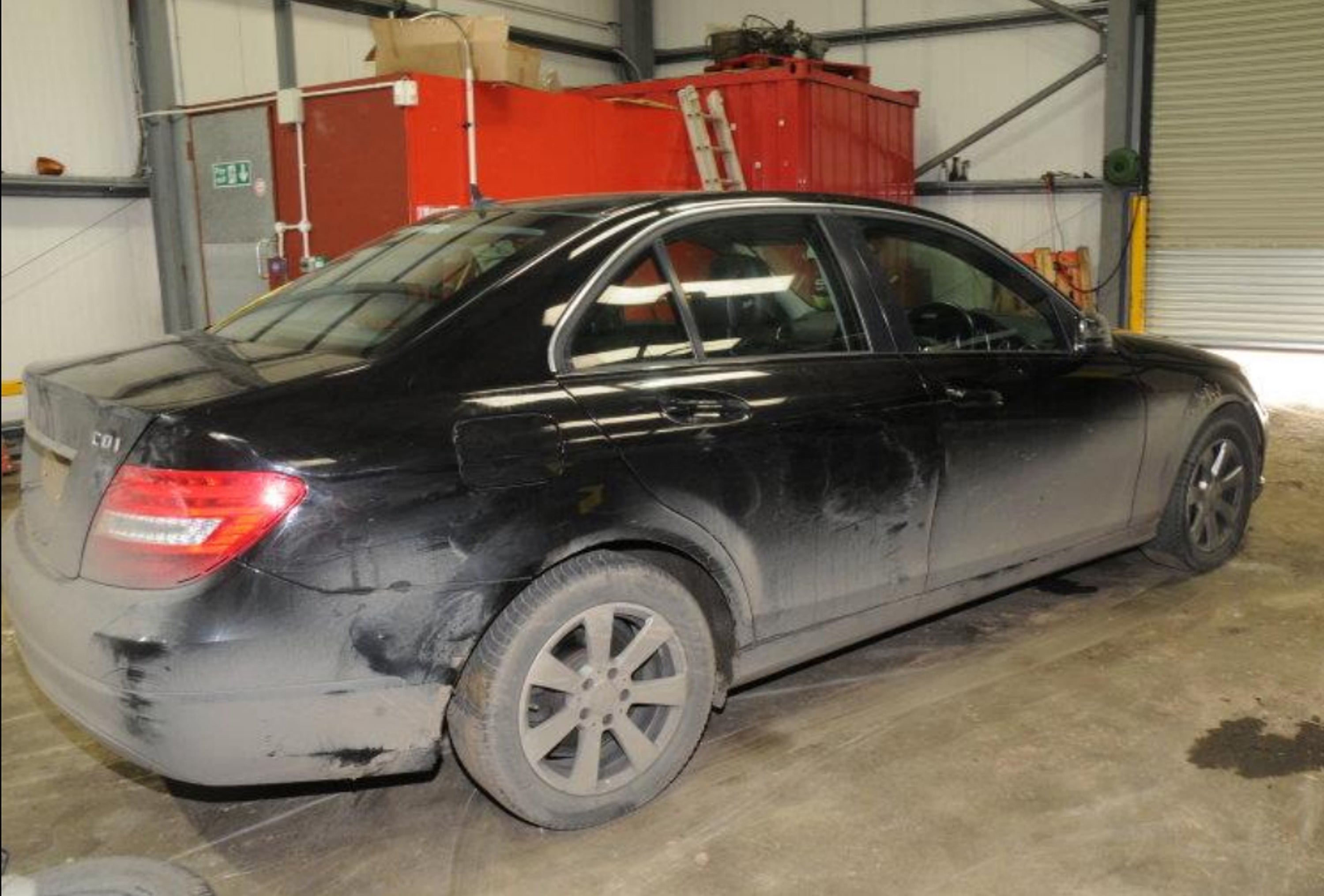 The black Mercedes C200 car used by Nigel Malt to run over his daughter (Norfolk Police/ PA)