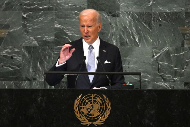 <p>US President Joe Biden addresses the 77th session of the United Nations General Assembly</p>