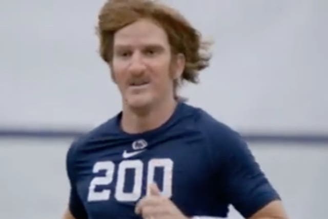 <p>Eli Manning tries out for college football team while disguised as ‘Chad Powers’</p>