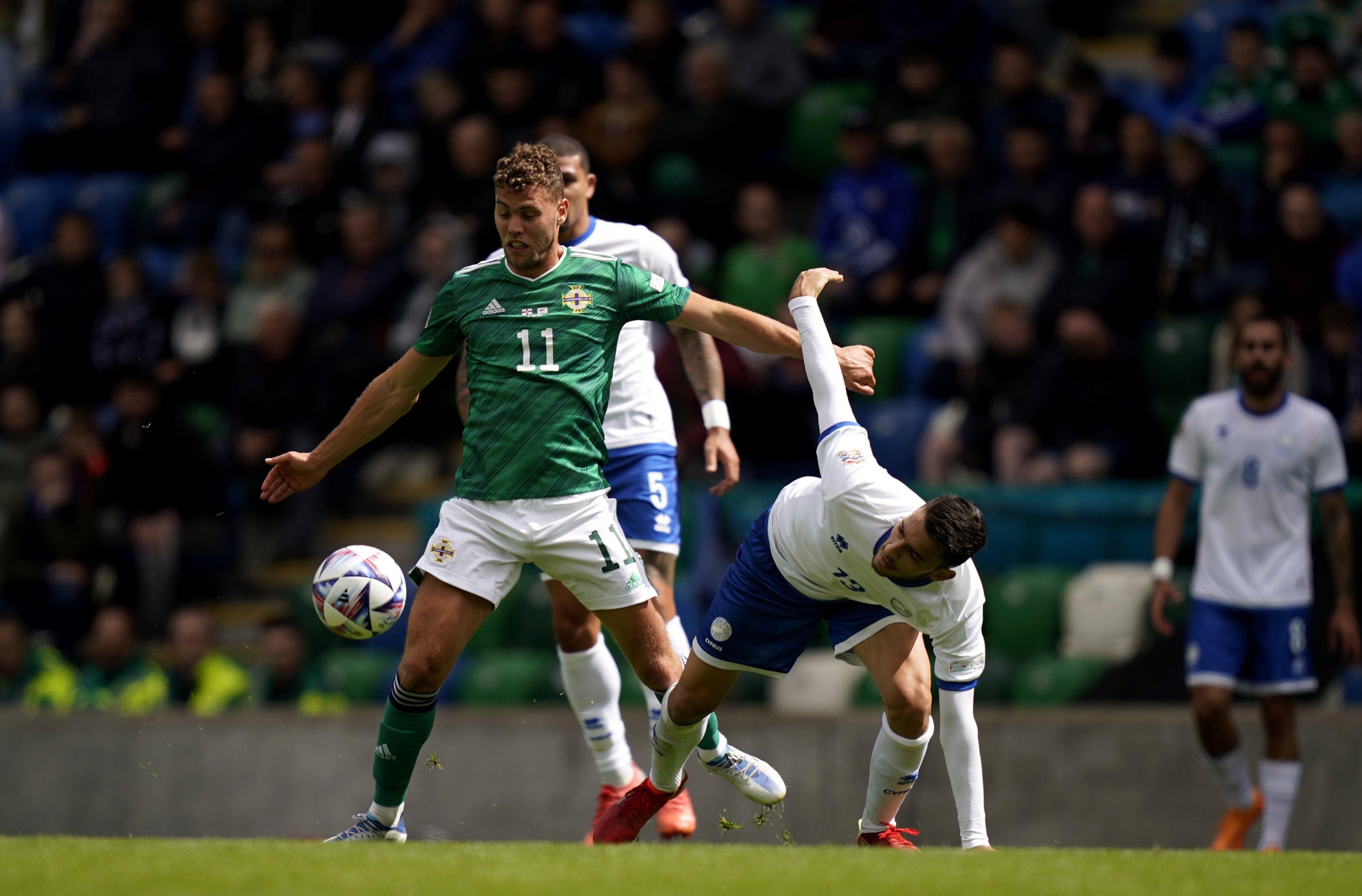 Dion Charles (left) is eager for a chance to start for Northern Ireland against Kosovo (Niall Carson/PA)