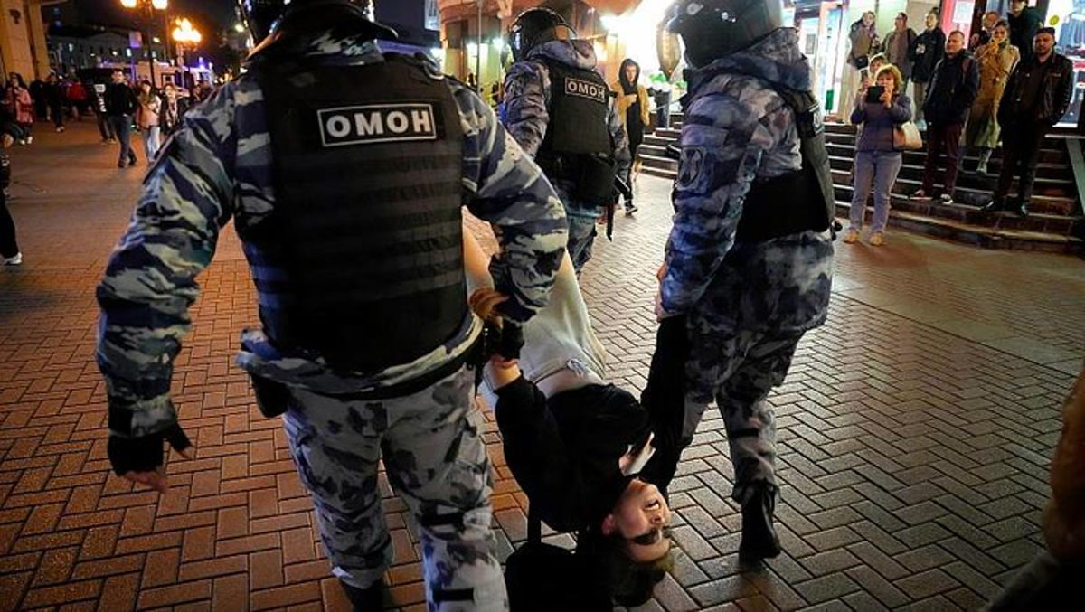 Protesters against Vladimir Putin’s mobilisation in Ukraine arrested in Russia