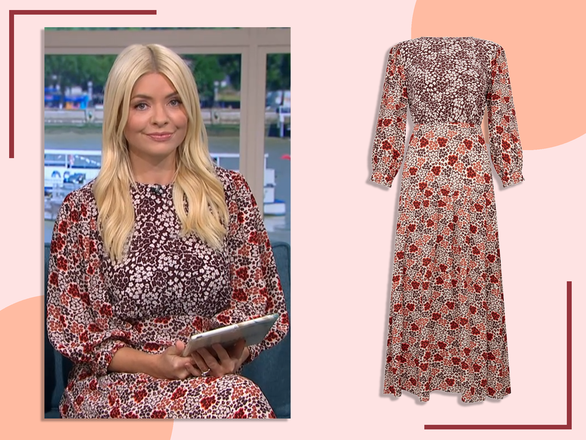 The chocolate-coloured ditsy floral midi costs £149