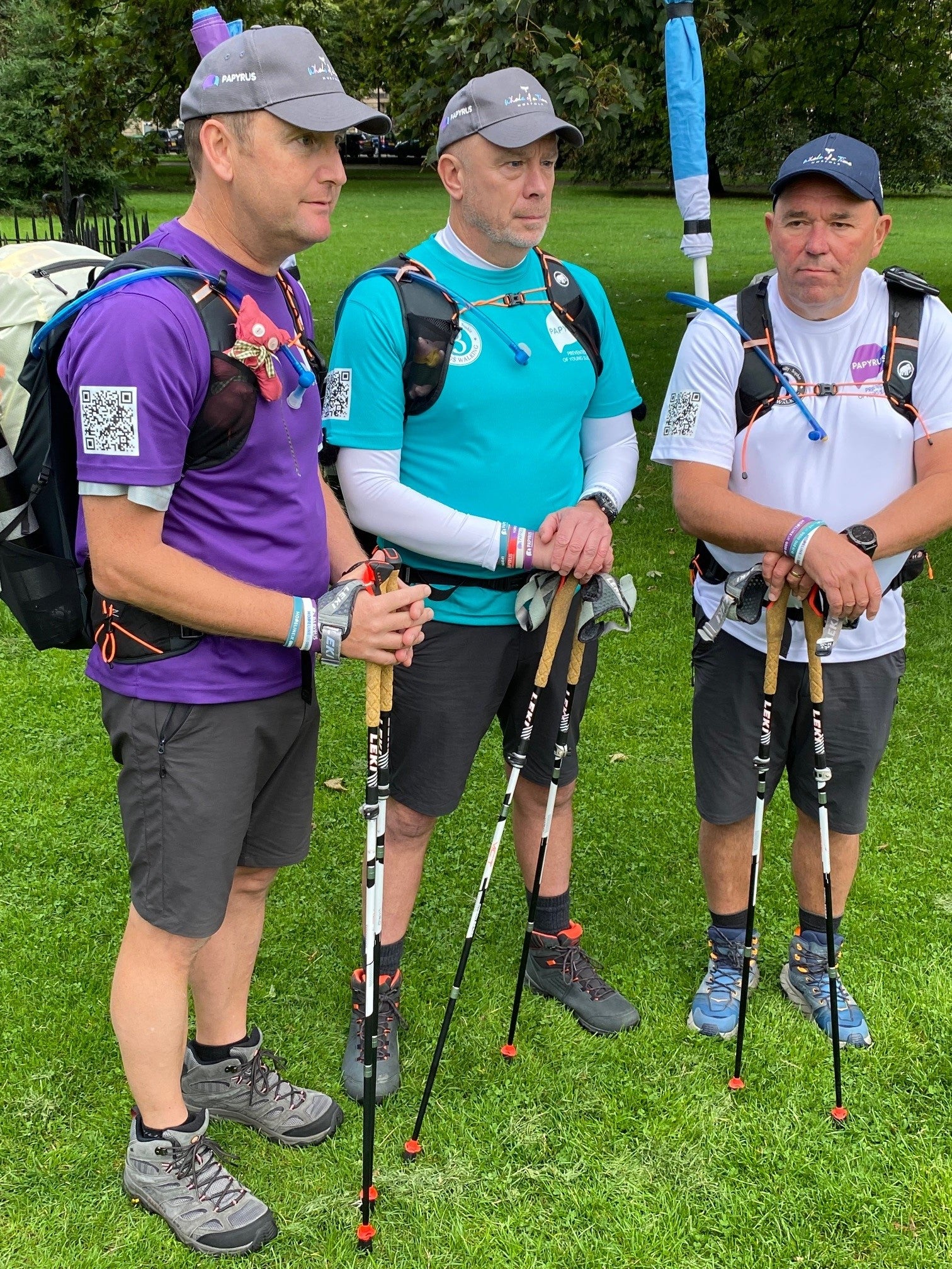 The three dads walking have said they will use the time to talk about their mental health (PAPYRUS/PA)