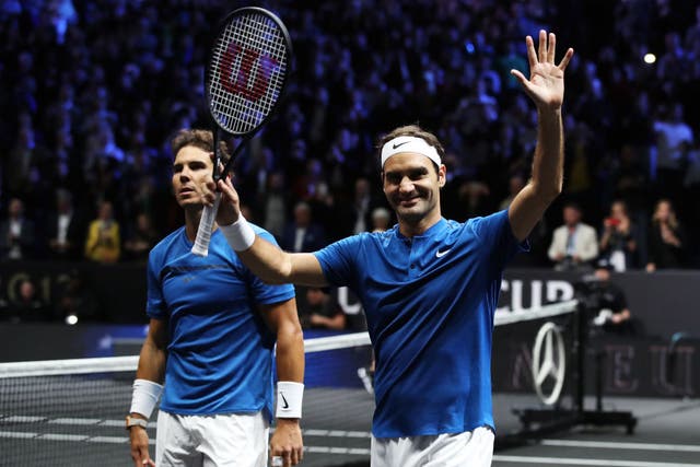 <p>Roger Federer played alongside Rafael Nadal at the 2017 Laver Cup </p>