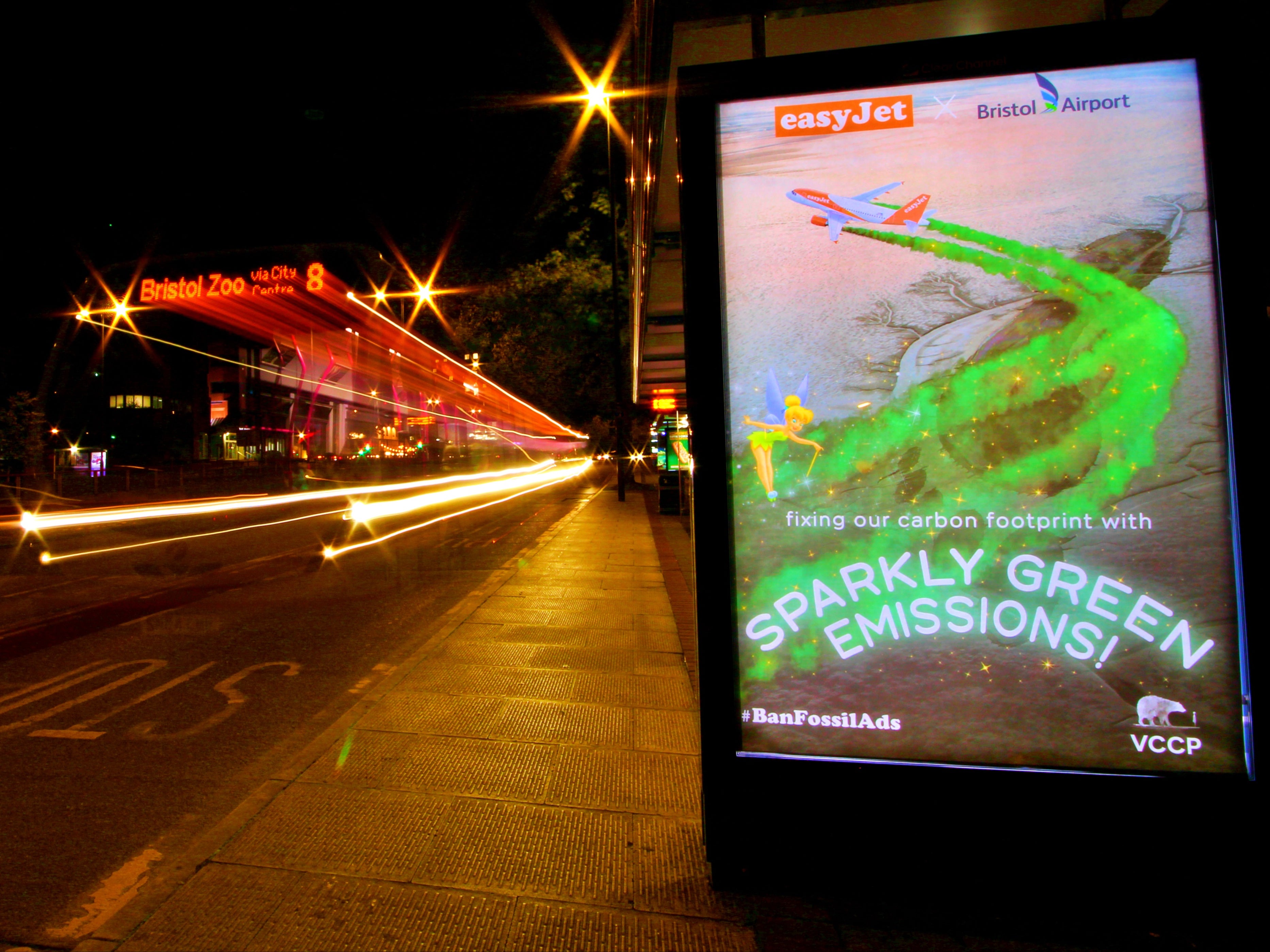 Bus stop advert spoofing EasyJet and Bristol Airport