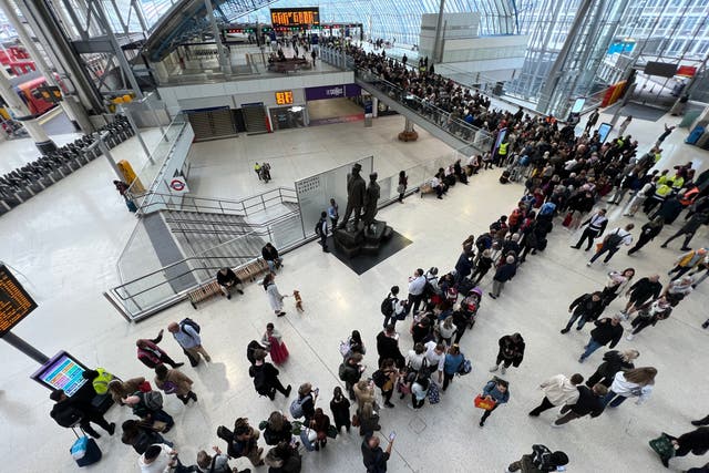 <p>Line of duty: Passengers at the UK’s busiest rail station, London Waterloo</p>