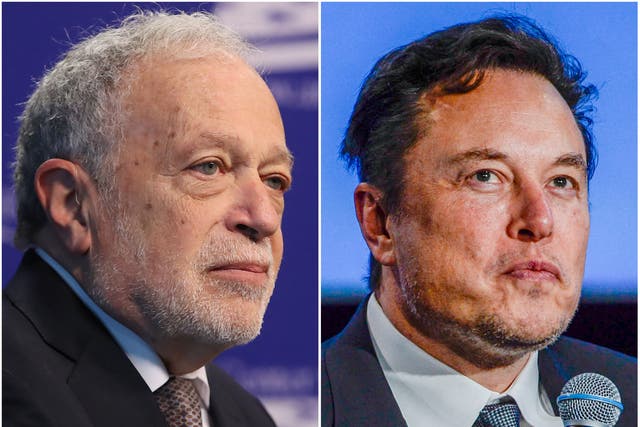 <p>Clinton Labor Secretary Robert Reich and Tesla founder Elon Musk</p>