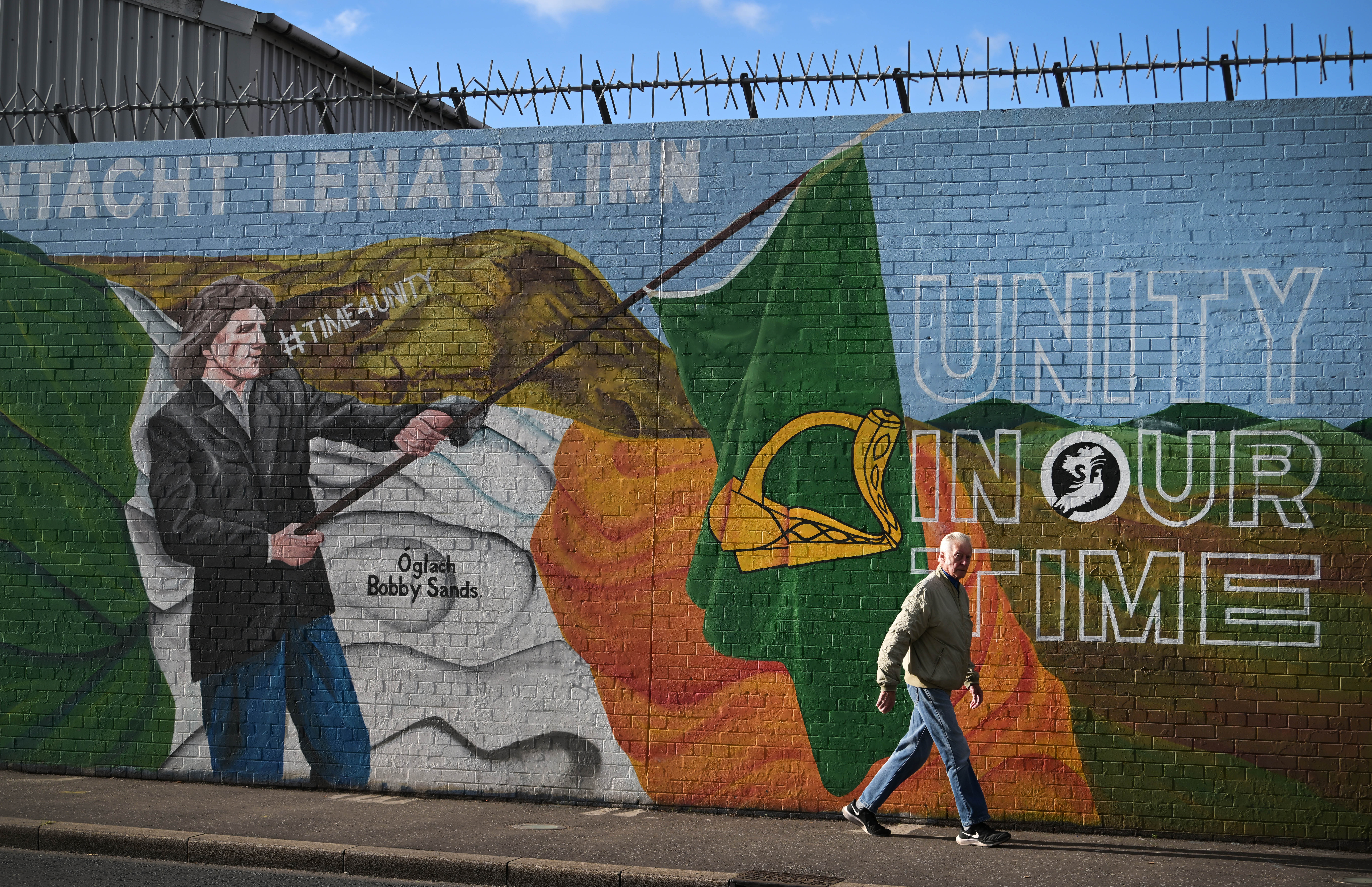 A Belfast mural calling for Irish unity on the day the latest Northern Ireland census was released