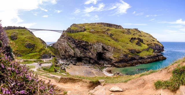 Tintagel Castle in Cornwall needs urgent work to protect it from coastal erosion (English Heritage/PA)