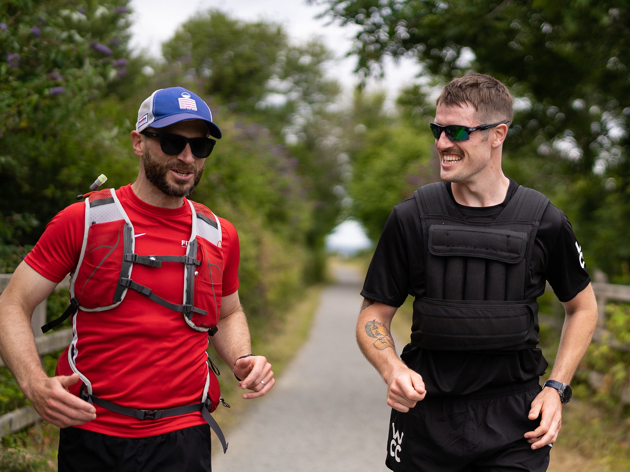 Conor O’Keeffe (right) during one of his marathons