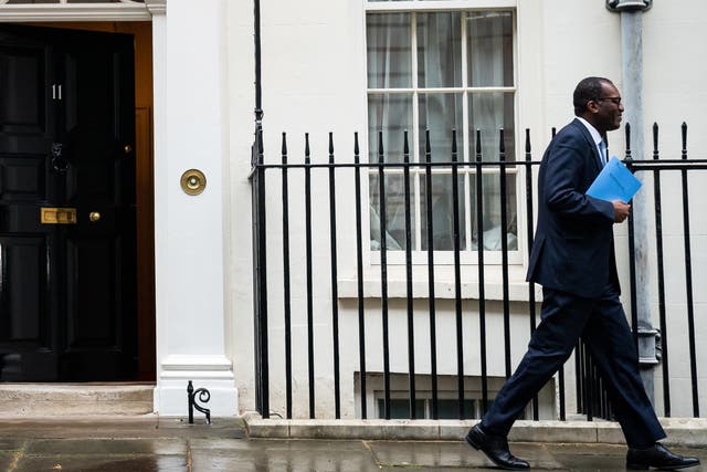 <p>Chancellor of the Exchequer Kwasi Kwarteng leaves 11 Downing Street (Aaron Chown/PA)</p>