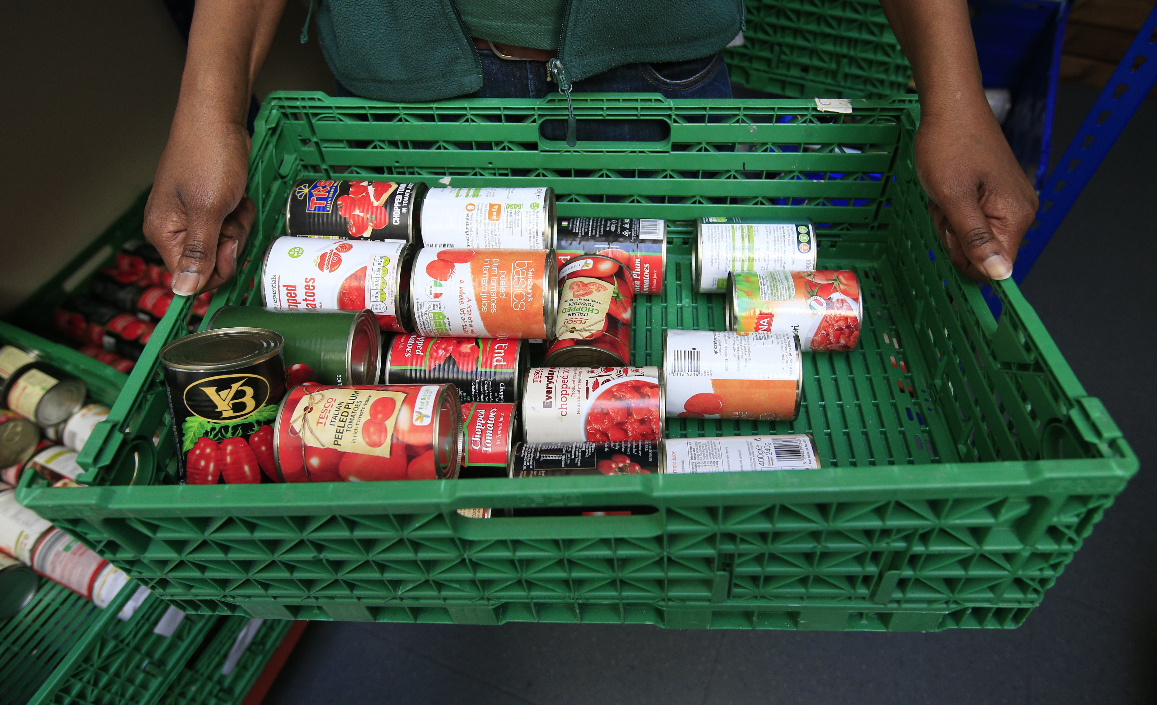 Stocks of food at a food bank (Jonathan Brady/PA)