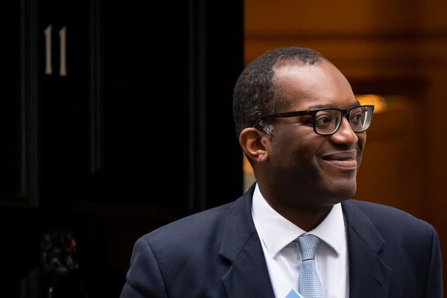 Chancellor of the Exchequer Kwasi Kwarteng leaves 11 Downing Street before delivering his mini-budget (PA)