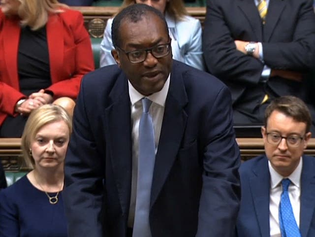 <p>Chancellor Kwasi Kwarteng (centre) and prime minister Liz Truss (left). </p>