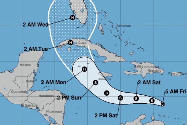 <p>Tropical Depression Nine is forecast to hit Florida by next week as a hurricane</p>