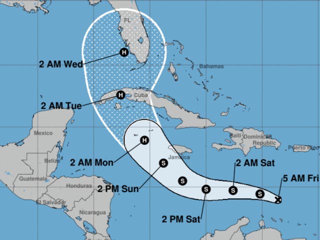 <p>Tropical Depression Nine is forecast to hit Florida by next week as a hurricane</p>