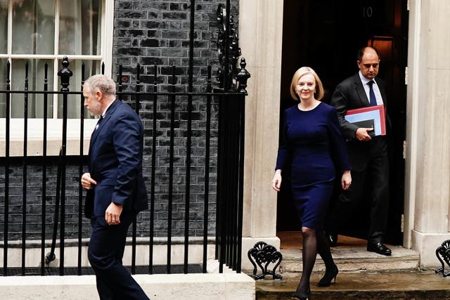 Prime Minister Liz Truss leaves 10 Downing Street as Chancellor of the Exchequer Kwasi Kwarteng prepared to deliver his mini-budget (Aaron Chown/PA)